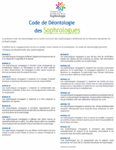 Code de déontologie de la Sophrologie